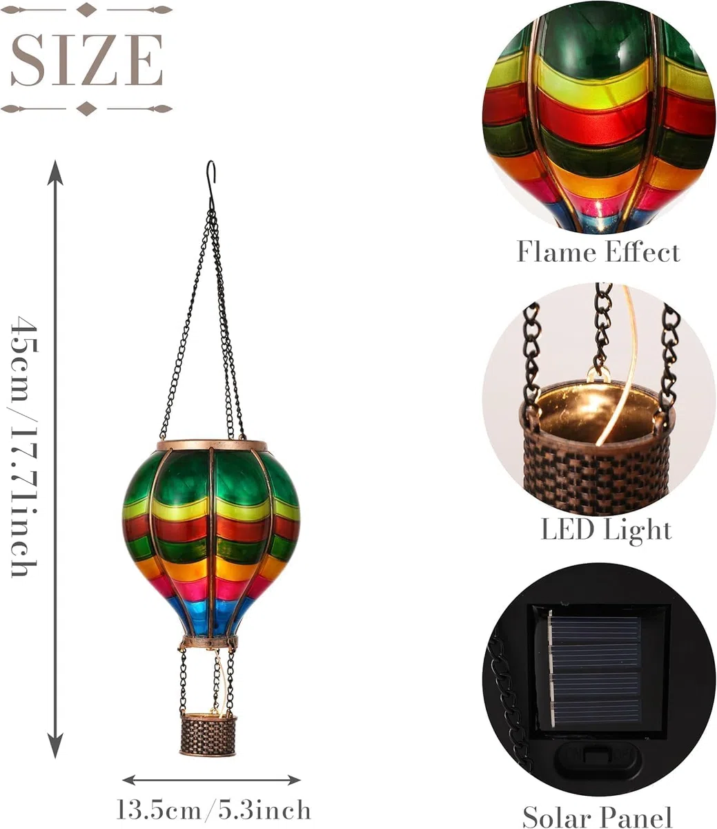 TERESA'S COLLECTIONS Gartendeko für draußen,45cm Solarlaterne für außen,Bunte Luftballon Solarlampe Aufhängen,dekorativer solarleuchten für außen,Flammeneffekt Garten Deko,für Weihnachtsgeschenke