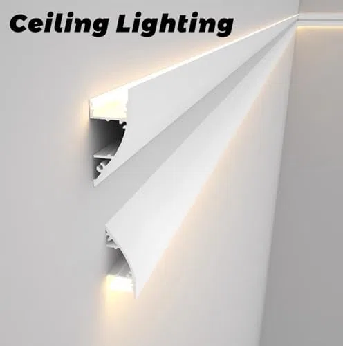 Weiße LED-Deckenverkleidung, 6,5 m, Aluminium, linearer Lichtk für indirekte Beleuchtung und Wandwäsche, ideal für Heimdekoration, moderne Innenräume und Umgebungsbeleuchtung