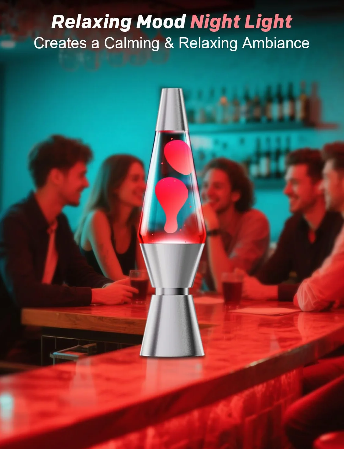 FOOING Lavalampe mit Fernbedienung, Lavalampen für Stressbekämpfung, 17 farbwechsel Stimmungslampe LED Lavalampe für Kinder Schwarz-37cm Weiß