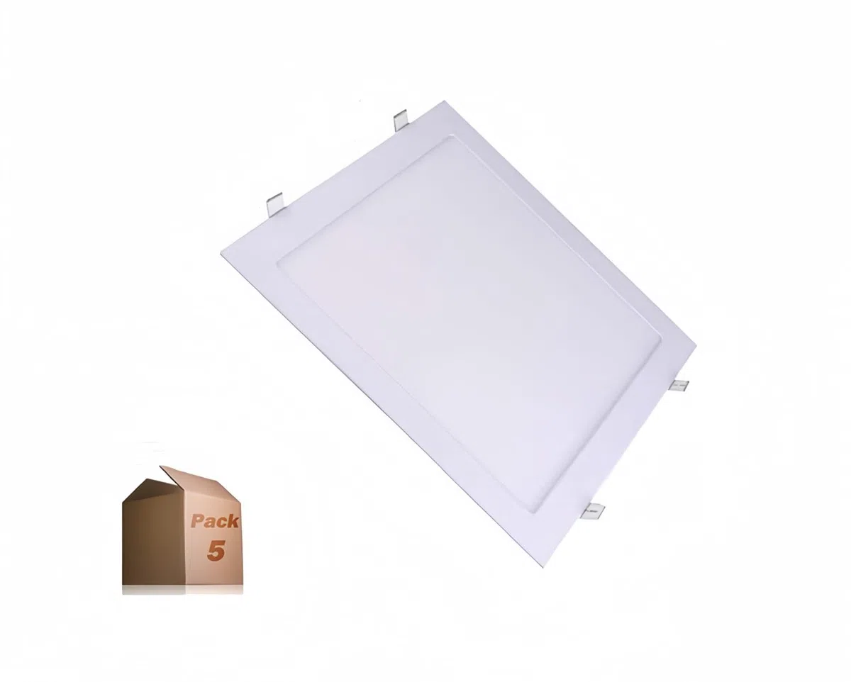 ONSSI Quadratische LED-Platte 295 x 295 mm, 24W (Pack 5), superflaches Panel, Einbau, Kaltlicht 6500K, weißer Rahmen, hohe Helligkeit, Deckenleuchte