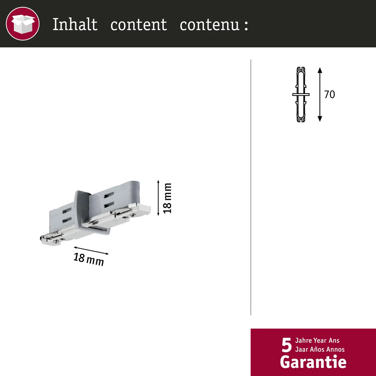 Paulmann 95140 URail Zubehör Stromtrenner 70x18 mm Silber Schienensystem