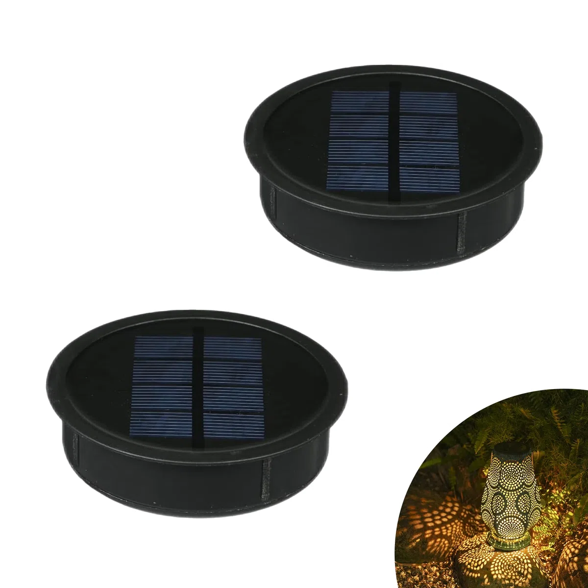 JOYCREATOR 2 Stück Solarleuchten Ersatz Top 8,12 cm, 600 mAh Solarlampen Ersatzteile 2er Set mit IP65 Wasserdicht, 15LM Solar Ersatzdeckel Solarpanel Ersatz Solarmodul für Gartenleuchte Solarlaterne