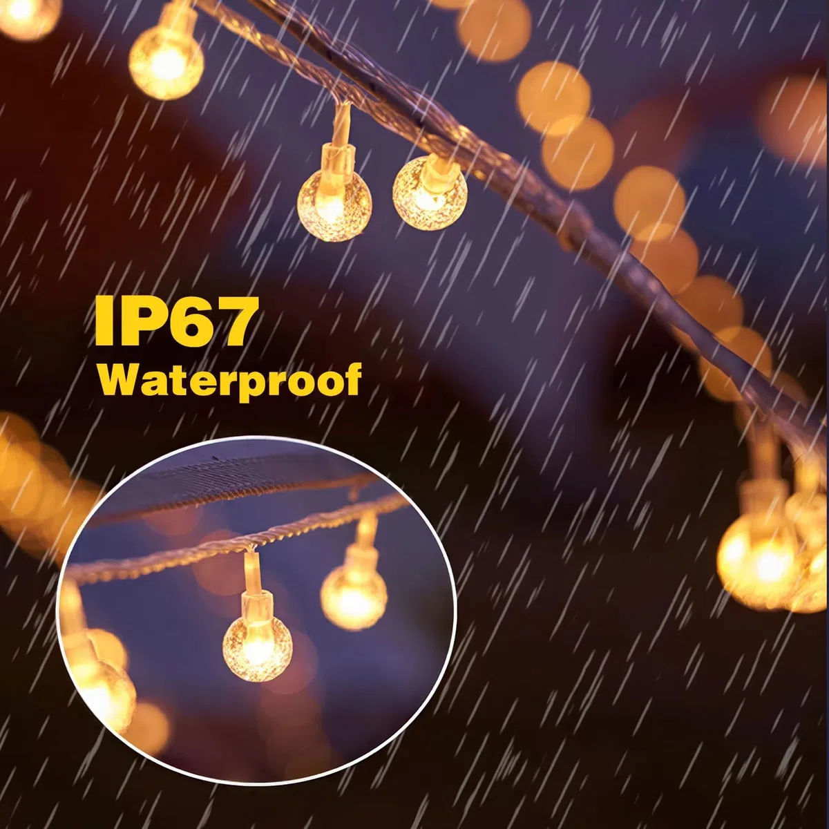 Lichterkette Außen Batteriebetrieben, 12M 100LED Kugel Lichterkette mit 8 Modi IP67 Wasserdichte Fernbedienung Globe Lichterketten für Balkon Party Innen Outdoor Garten Deko