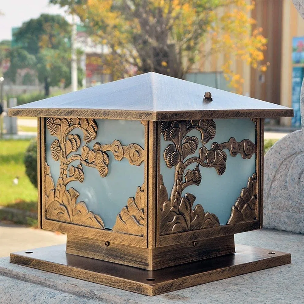 Traditionelle europäische Victoria Glas Laterne Tischlampe Tischlampe Aluminium Wasserdichte Säule Lampe Dekoration Straßenlaterne Hof Garten Terr