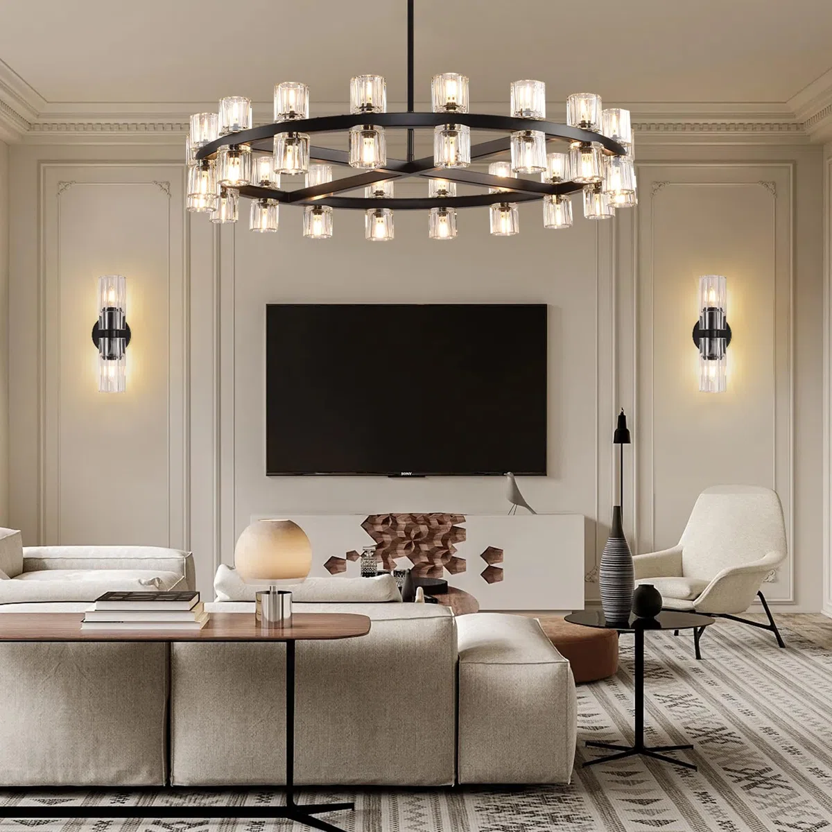 Moderne Wandleuchten aus schwarzem K9-Kristall, elegante Innenleuchten für Schlafzimmer, Bad, Wohnzimmer, Flur, Treppe und Eingang.