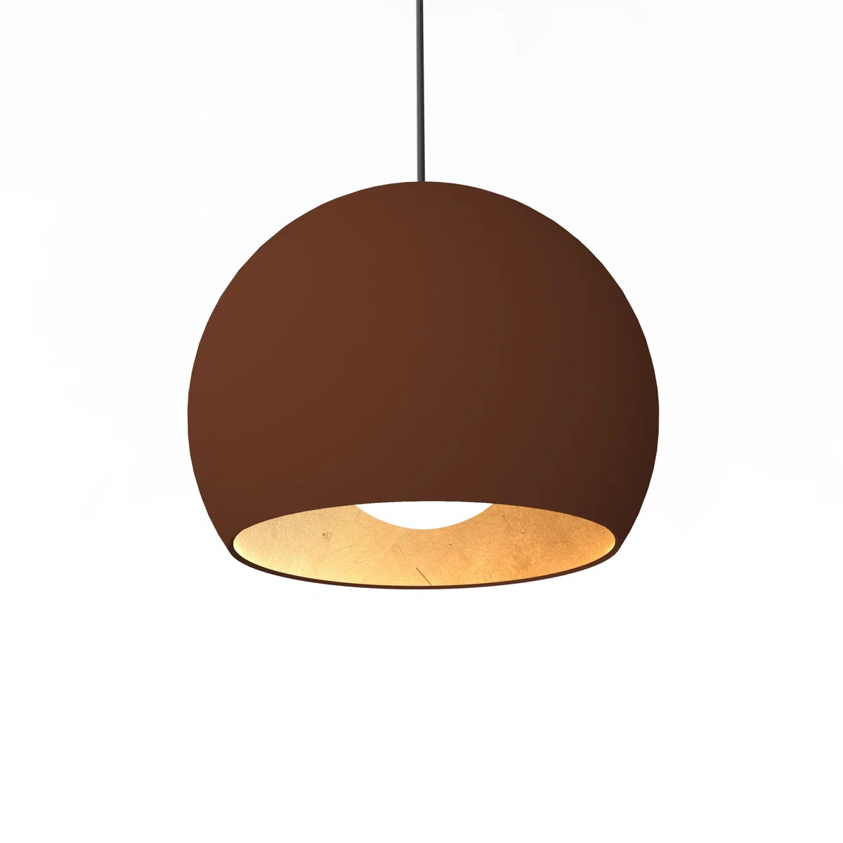 L+ Moderne Pendelleuchte, handgefertigt, Lampenschirm aus Metall E27, Küche, Wohnzimmer, Schlafzimmer, modernes Design (Corten Blattgold, Ø25 cm)