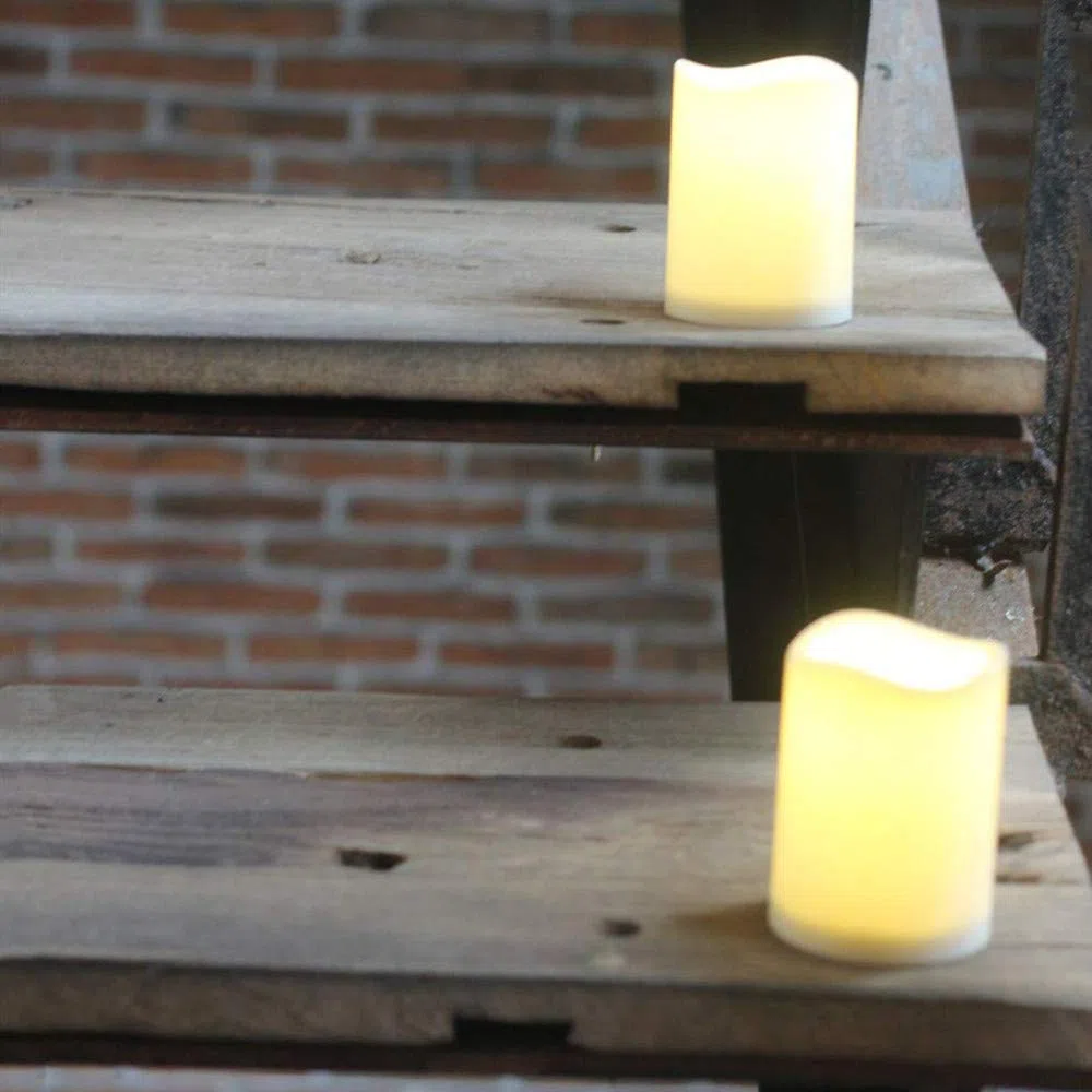 NONNO&ZGF 3 Outdoor Stück LED im Freien Wasserdichte Kerzen, Batteriebetriebene Plastikkerze mit Fernbedienung/Timer-Funktion (Warmweißes Licht) - 7,5cm X 10cm