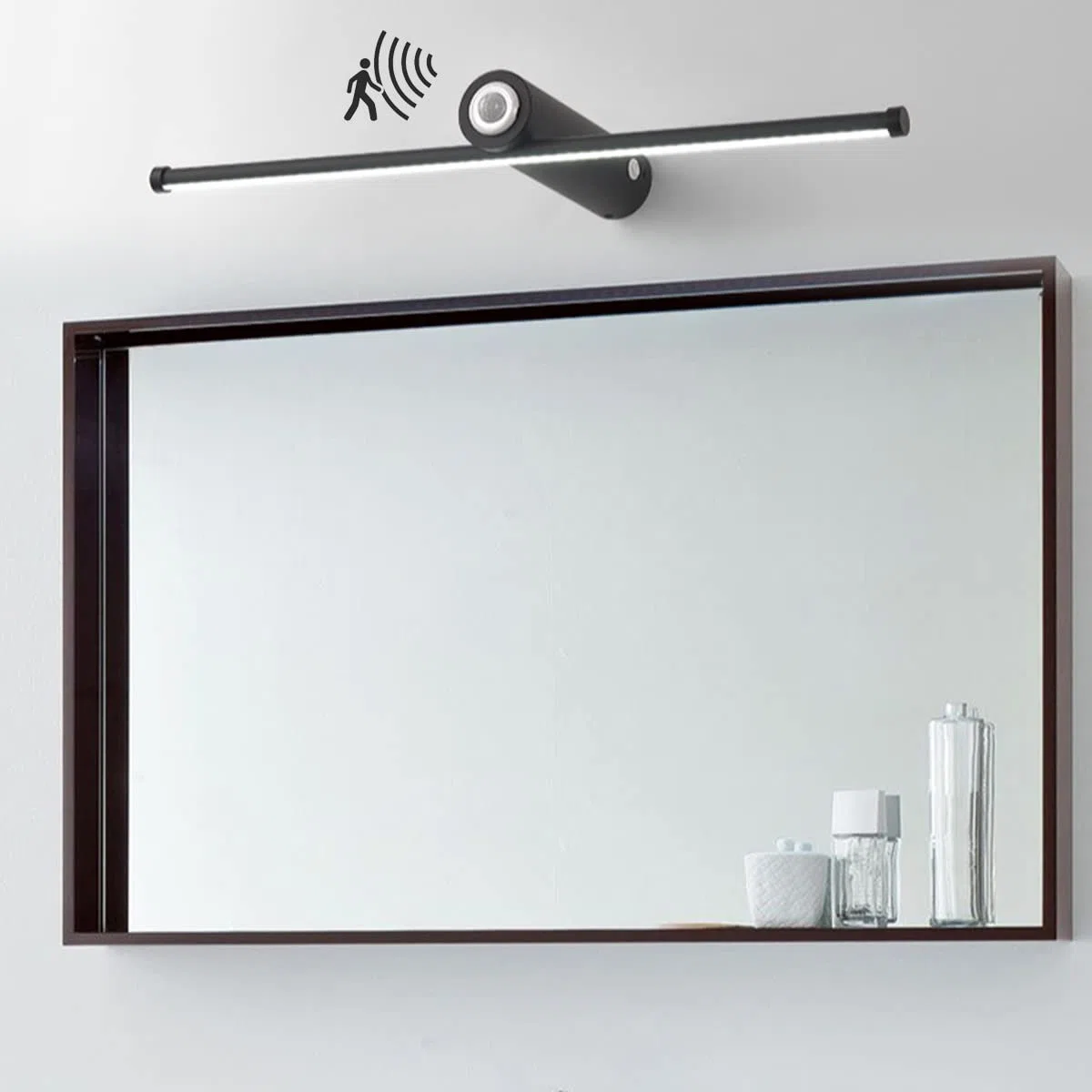 Moderne LED Wandleuchte 50cm mit Bewegungsmelder 10W 600lm Spiegelleuchte Badleuchte mit Schalter, weißes Licht 6000K, Bilderbeleuchtung und Wandleuchten