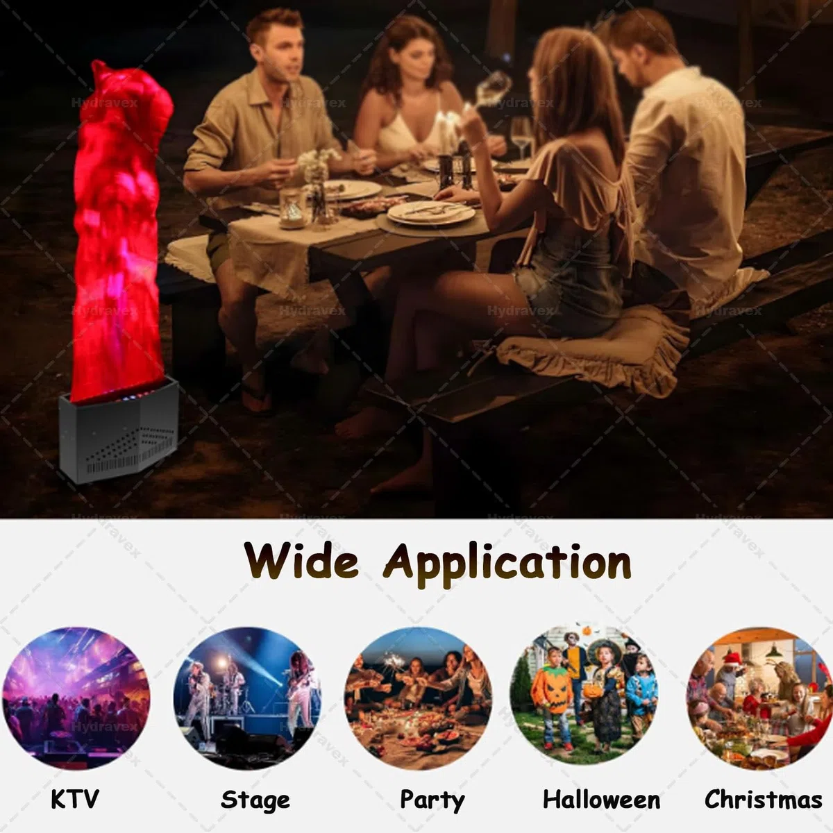 Künstliches Feuerflammenlicht mit 36 ​​LED-Licht, 1,5 m, 1,8 m, 2 m, künstliche simulierte Flammenlampe mit Fernbedienung, Atmosphäreneffekt für Bühnen-Halloween-DJ-Partybeleuchtung 2m/6.56ft
