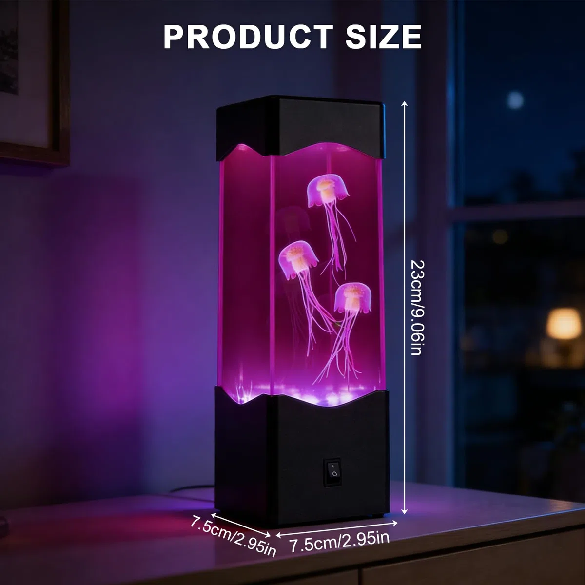Quallen Lampe Lavalampe, LED Quallenlampe Jellyfish Lamp mit Farbwechsel, 23x7.5x7.5cm Wasserdichte Quallen Aquarium Stimmungslampe, Deko für Wohnzimmer, Geschenk für Männer Frauen Kinder Erwachsene