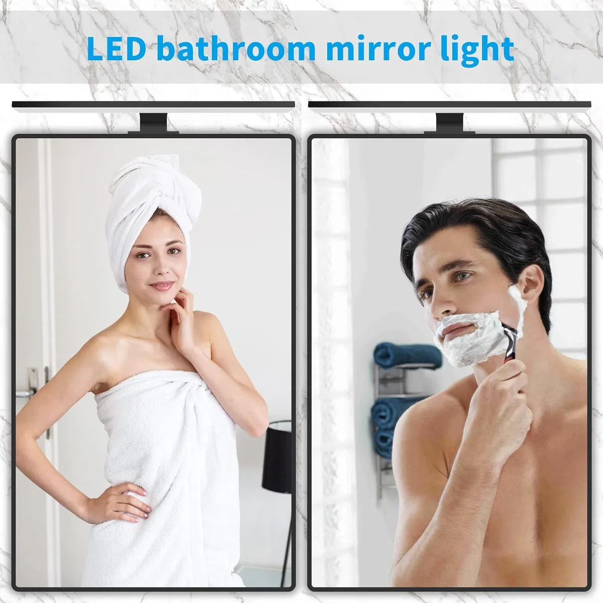 Led Spiegelleuchte 40cm 10W 4000K,Badezimmerlampe Wand Beleuchtungen 230V Neutralweiß 820LM,Klasse II,Schwarz
