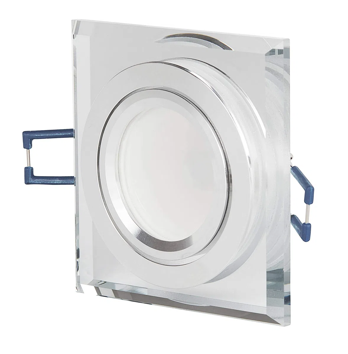 Trano 6x LED Einbaustrahler Set Glas eckig - transparent 6,5 Watt neutralweiß 230V - Einbau-Spot dimmbar schwenkbar flach als Deckenleuchte Decken-Strahler - Einbauleuchte 75-80mm Bohrloch