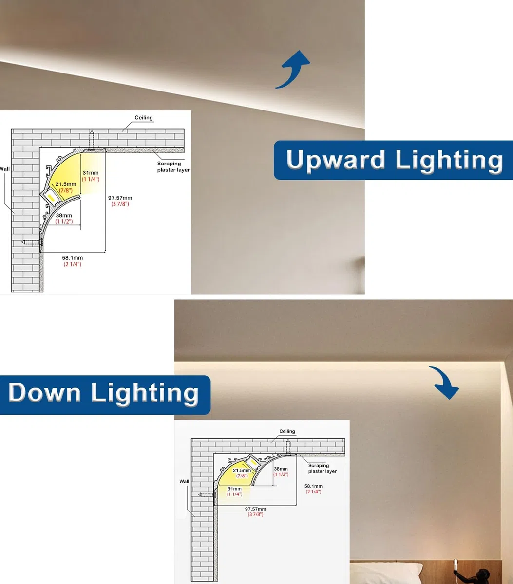 LED-Deckenleiste für indirekte Beleuchtung, 2,4 m Aluminium-Lineark, moderne weiße Deckenverkleidung für Heimdekoration, ideal für modernes Beleuchtungsdesign, 2,4 m Eleganz