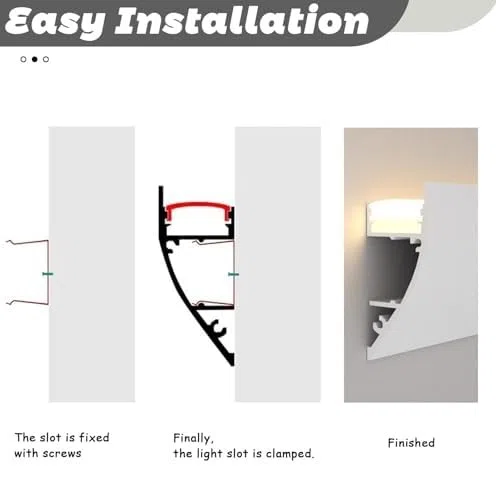 Weiße LED-Deckenverkleidung, 6,5 m, Aluminium, linearer Lichtk für indirekte Beleuchtung und Wandwäsche, ideal für Heimdekoration, moderne Innenräume und Umgebungsbeleuchtung
