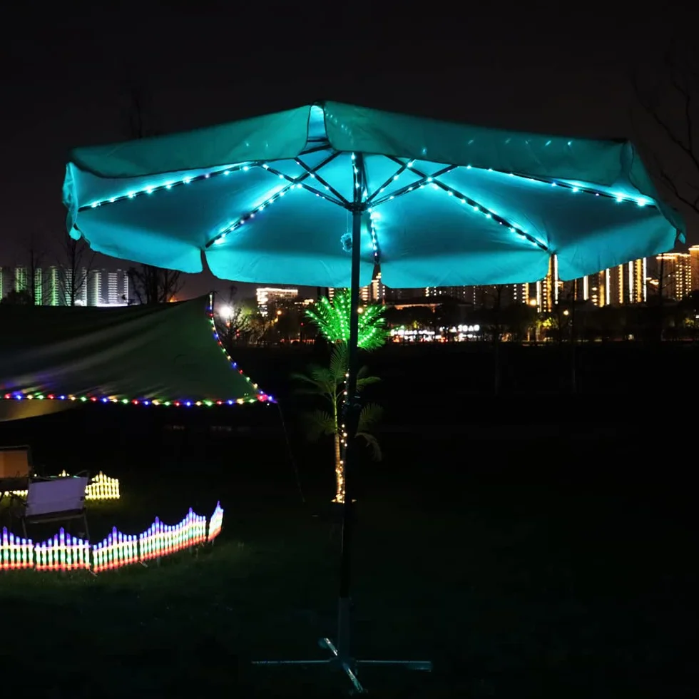 Sonnenschirm-Lichterkette mit Fernbedienung und Timer, 4 Modi, 104 LEDs, dekorative Beleuchtung für Regenschirme, Campingzelte, Outdoor-Dekoration