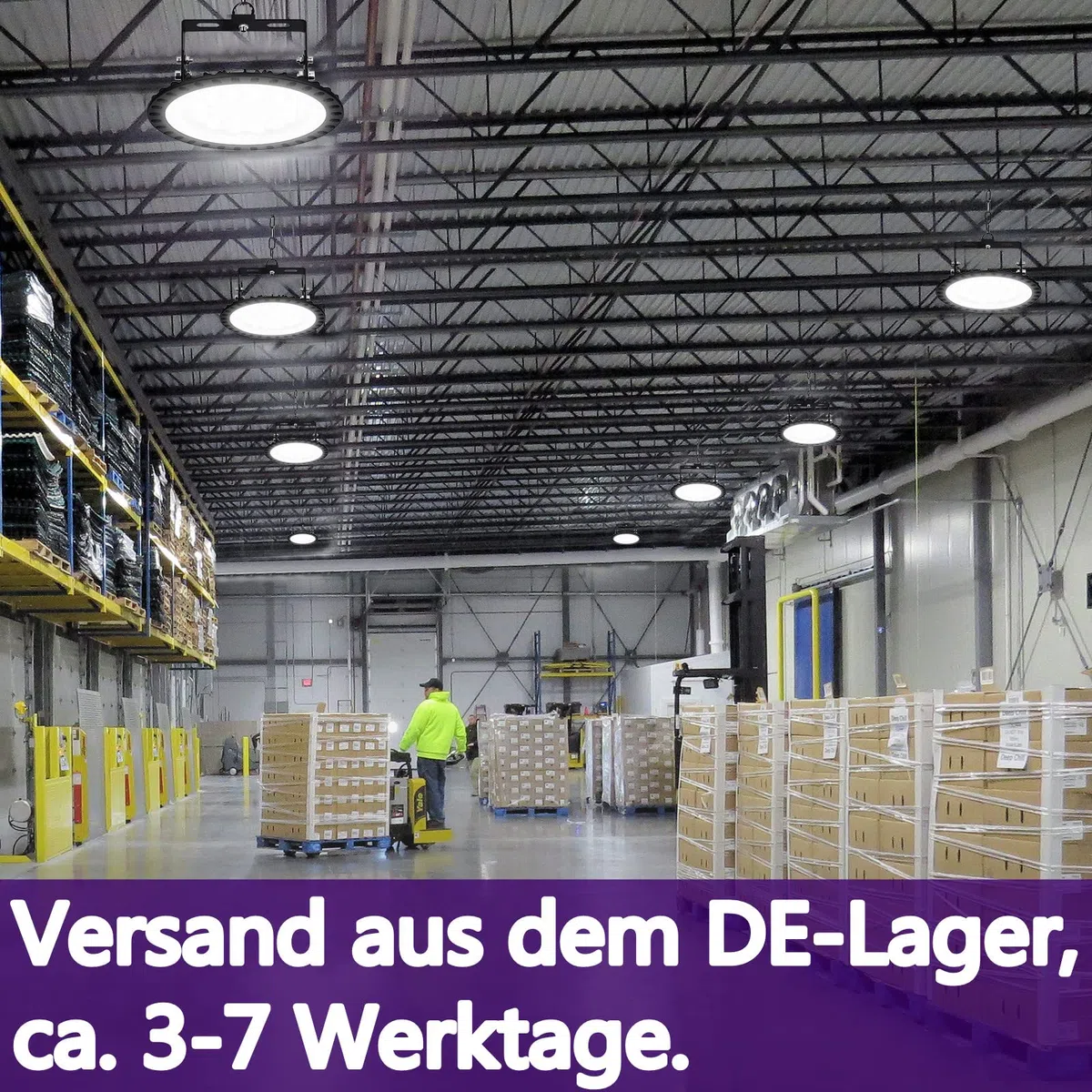 10Stück 500W LED Strahler Industrielampe,50000LM UFO LED Werkstattlampe,Hallenstrahler 6500K Kaltweiß Hallenbeleuchtung, LED High Bay Licht für Garage Werkstätten Fabrikhallen