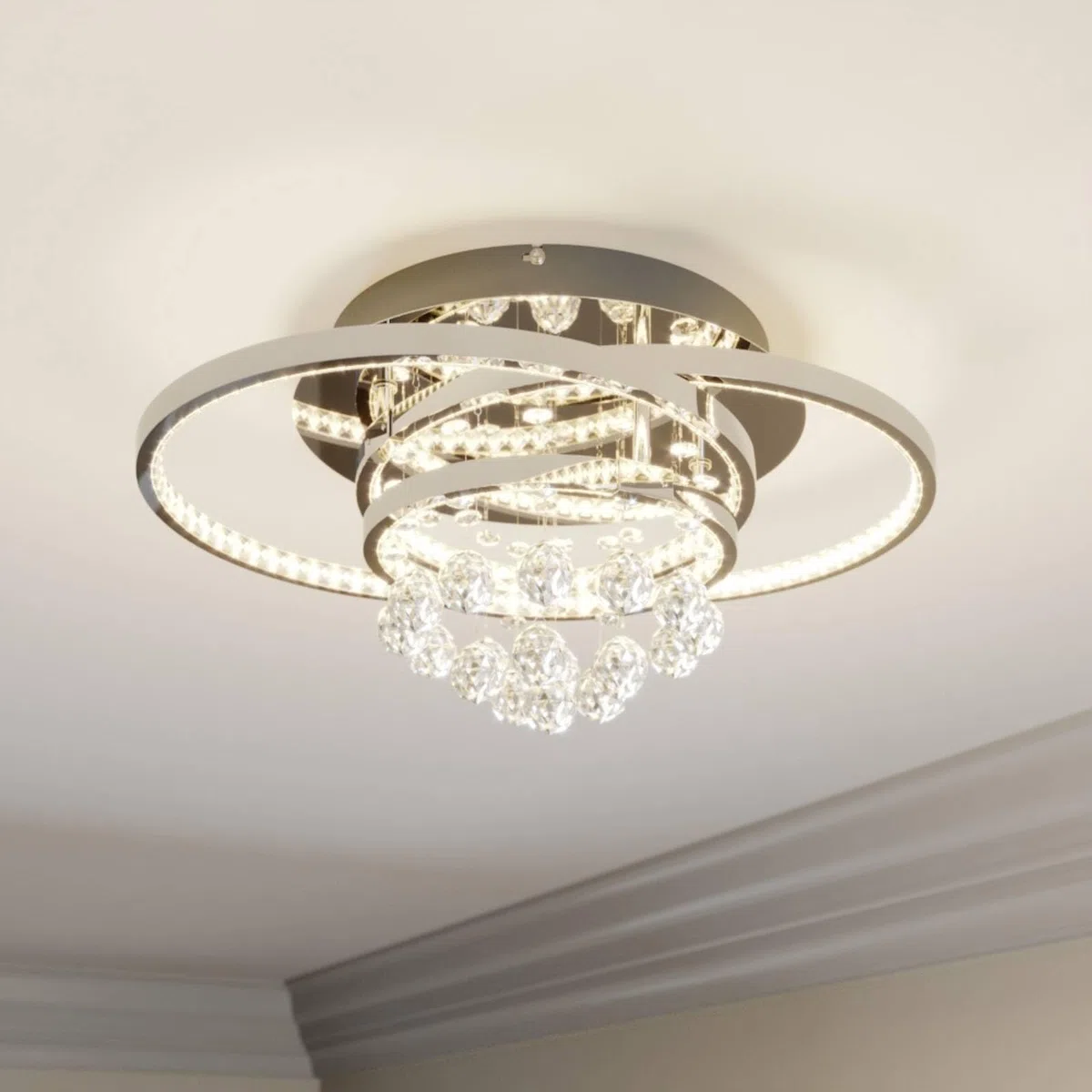 Lucande LED Deckenlampe Kristall dimmbar, Kronleuchter Deckenleuchte 37,8W Wohnzimmerlampe Schlafzimmerlampe Esszimmerlampe Büro Flurlampe