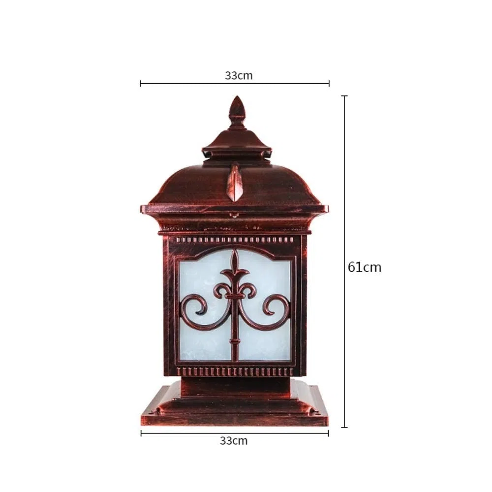 Stehleuchte aus Glas, Retro, europäisch, 61 cm, für Garten, Rasen und Straße, antiker amerikanischer Stil, aus Aluminium, wasserdicht, mit einem Licht, für Villa oder Landschaft, Standbeleuchtung für