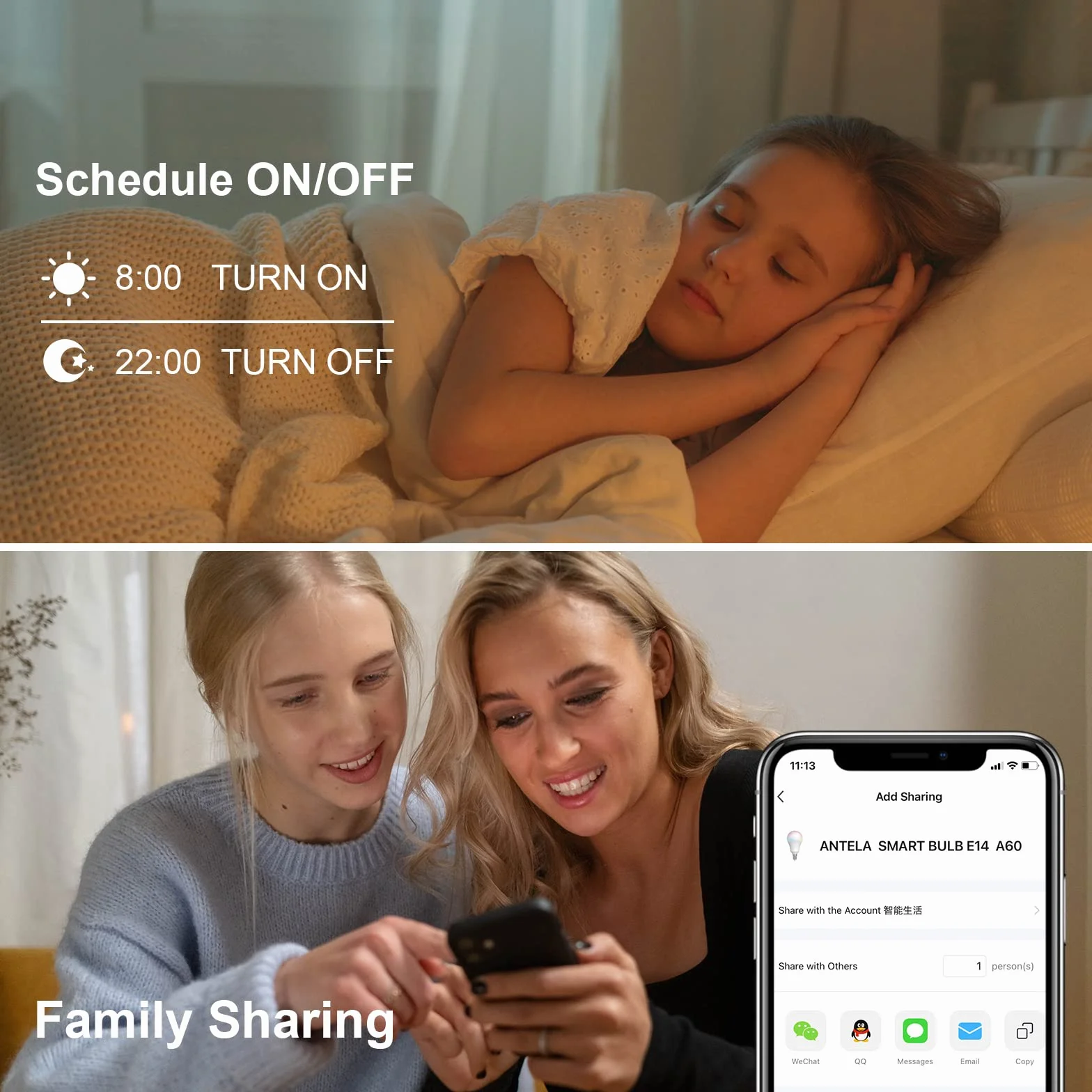 ANTELA Alexa Glühbirne E14 A60 806LM Smart WLAN LED RGB Dimmbare Birne Lampe, App Steuern Kompatibel mit Google Home, Warmweiß (2700K) Kaltweiß (6500K) Licht