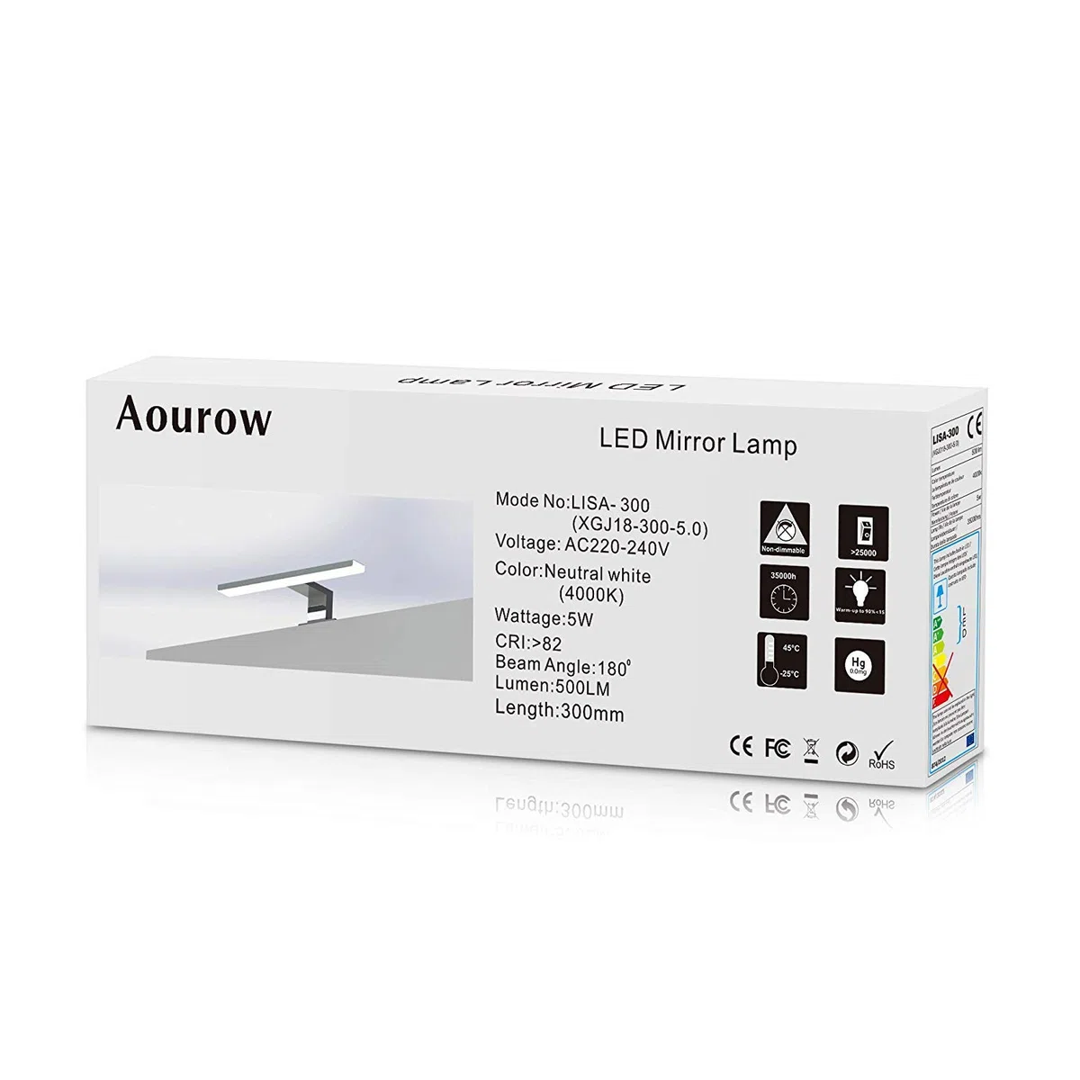 Aourow LED Spiegellampe Badezimmer Spiegelleuchte 5W 300mm 500lm Badleuchte Neutralweiß 4000k,Spiegellampen Spiegel Badezimmerschrank 230V,LED Badspiegelleuchten Badezimmerspiegel(kein Schalter)