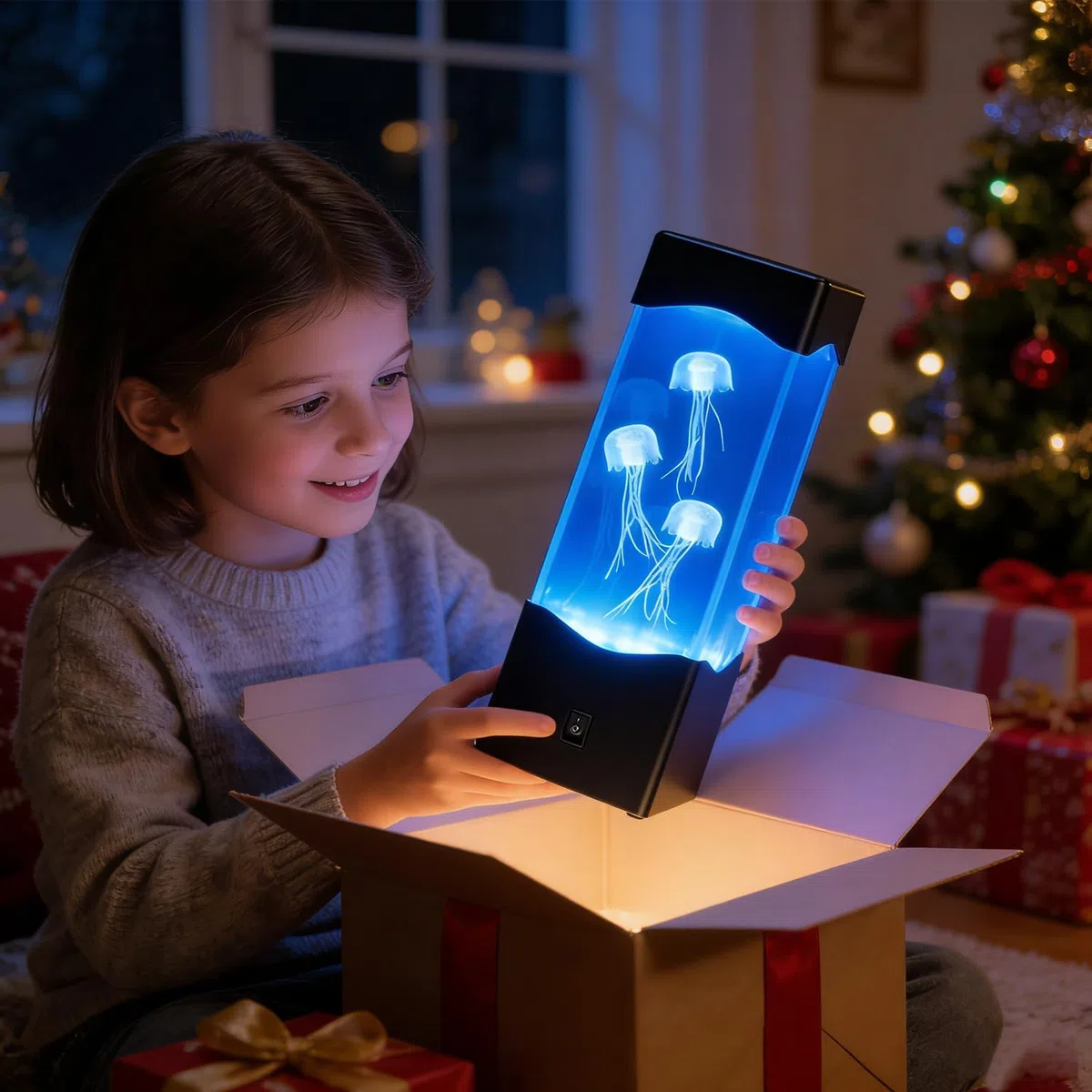 Quallen Lampe Lavalampe, LED Quallenlampe Jellyfish Lamp mit Farbwechsel, 23x7.5x7.5cm Wasserdichte Quallen Aquarium Stimmungslampe, Deko für Wohnzimmer, Geschenk für Männer Frauen Kinder Erwachsene