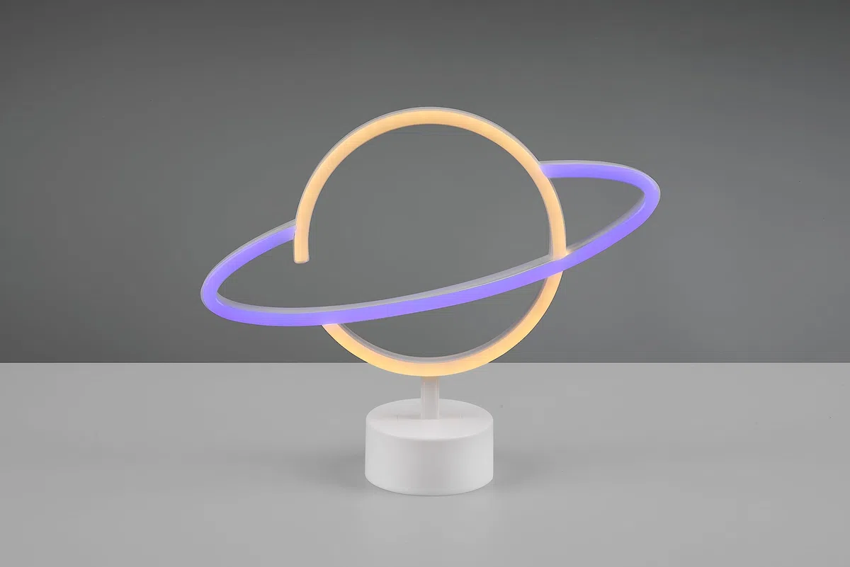 Reality Leuchten LED Tischleuchte Planet R55370101, Kunststoff Weiß, inkl. 1.6 Watt LED