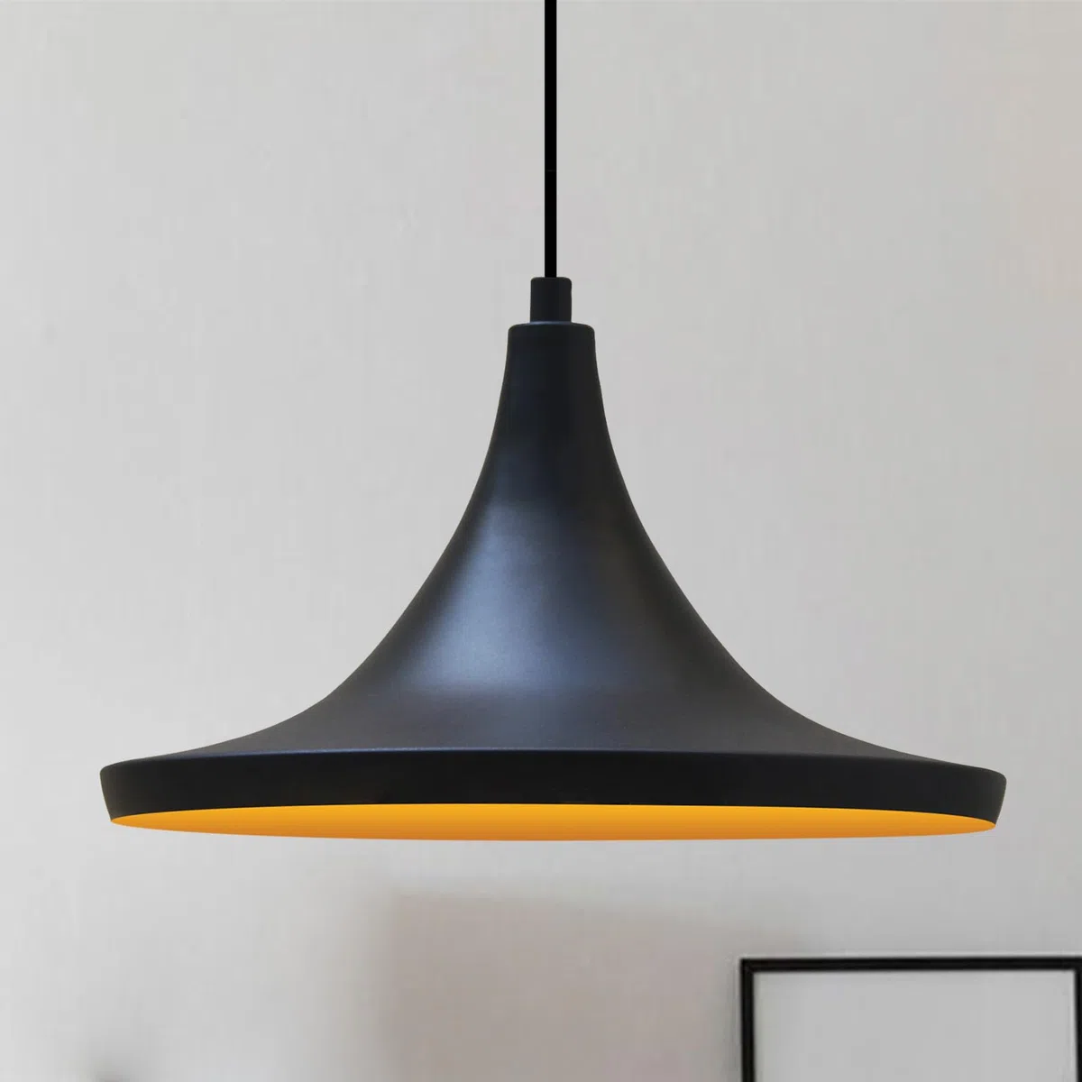 bamyum Genisy Pendelleuchte 31 cm Hängelampe Metall E27 Moderne Innen Esstisch Lampe, Skandinavisch Pendellampe für Schlafzimmer Wohnzimmer Küche Esstisch, Schwarz Küchenlampe Hängend