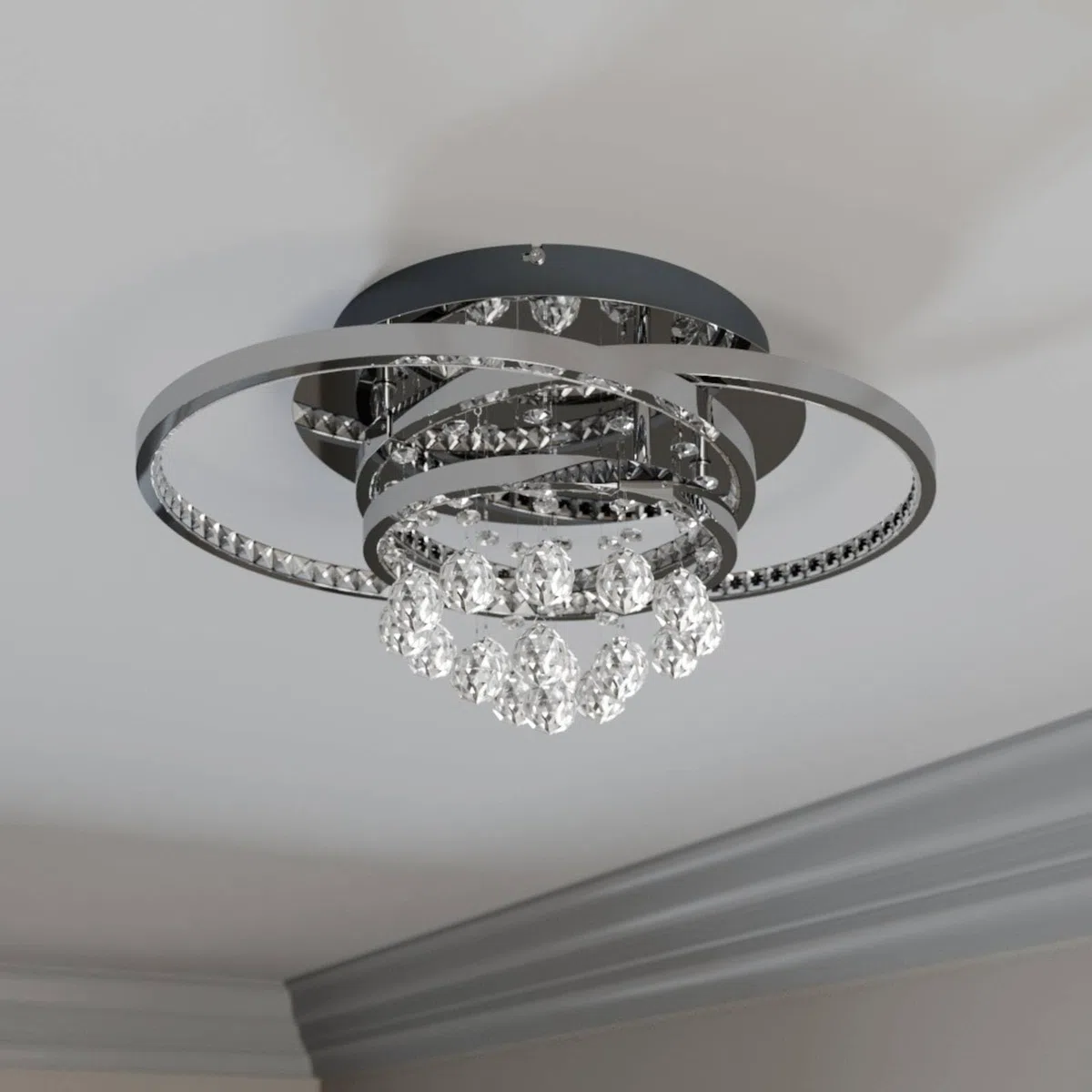 Lucande LED Deckenlampe Kristall dimmbar, Kronleuchter Deckenleuchte 37,8W Wohnzimmerlampe Schlafzimmerlampe Esszimmerlampe Büro Flurlampe