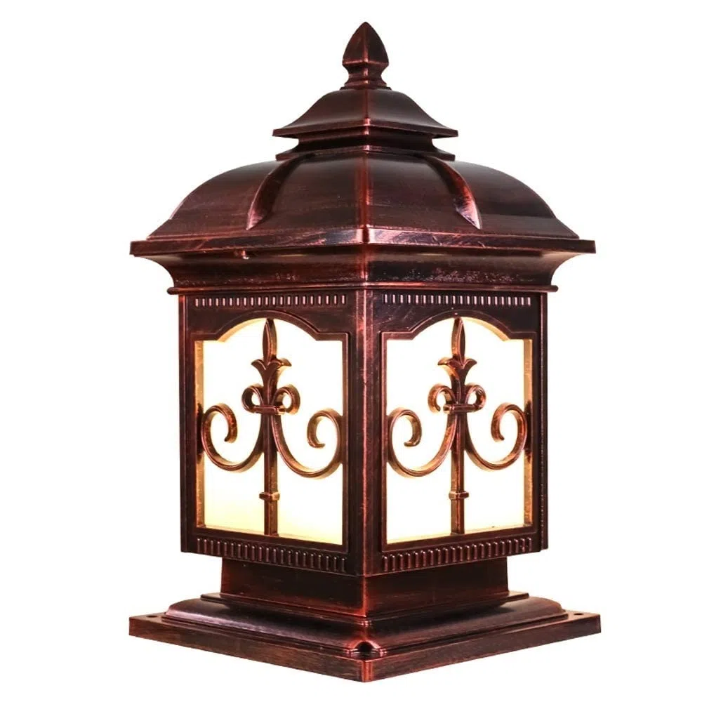 Stehleuchte aus Glas, Retro, europäisch, 61 cm, für Garten, Rasen und Straße, antiker amerikanischer Stil, aus Aluminium, wasserdicht, mit einem Licht, für Villa oder Landschaft, Standbeleuchtung für